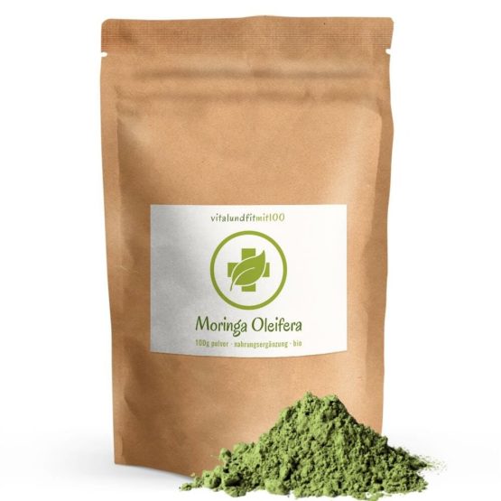 Bio Moringa Oleifera Vild tillväxt Bladpulver finmalt 100 g